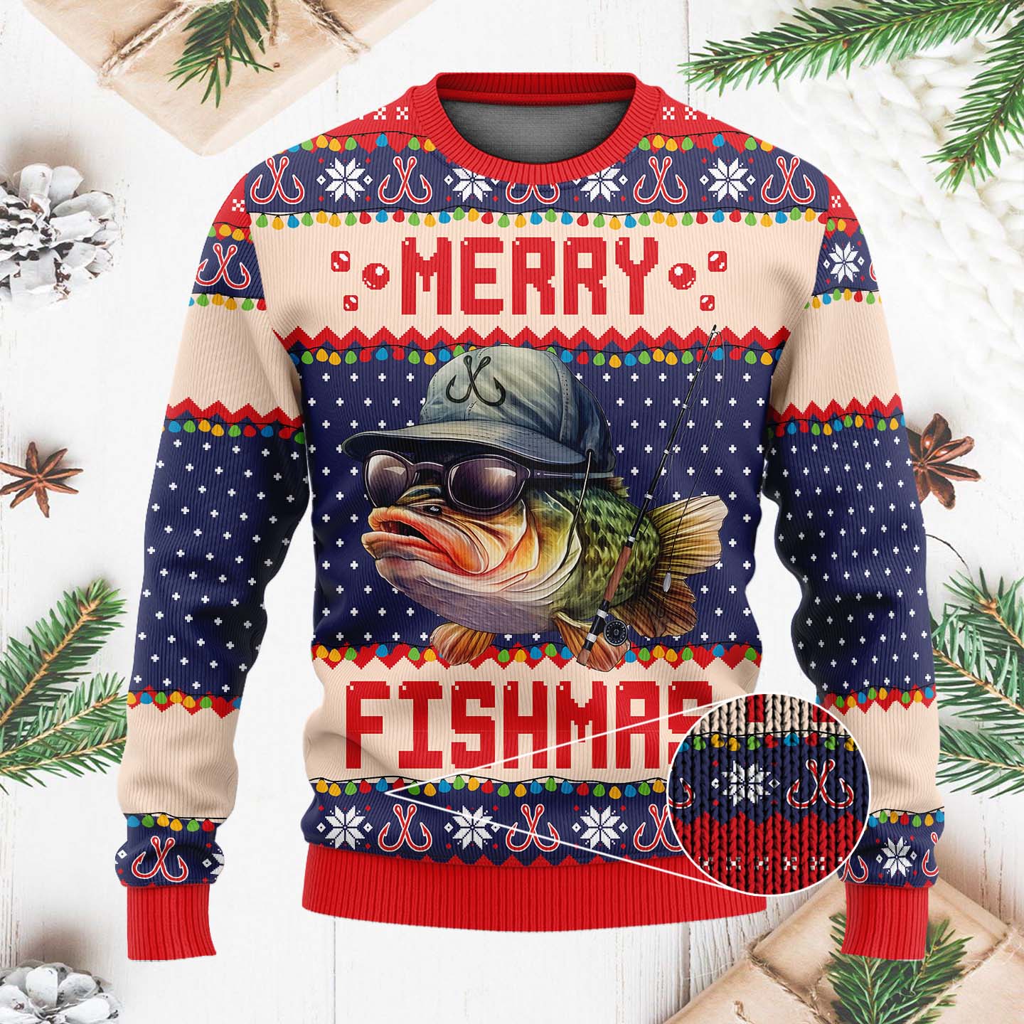 Merry Fishmas Funny Christmas Ugly Sweater, Gift For Fishermen