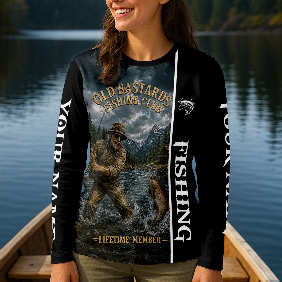 Old Bastards Fishing Club Lifetime Member Custom UPF Shirt, Womens Fishing Shirt, Fish Tee