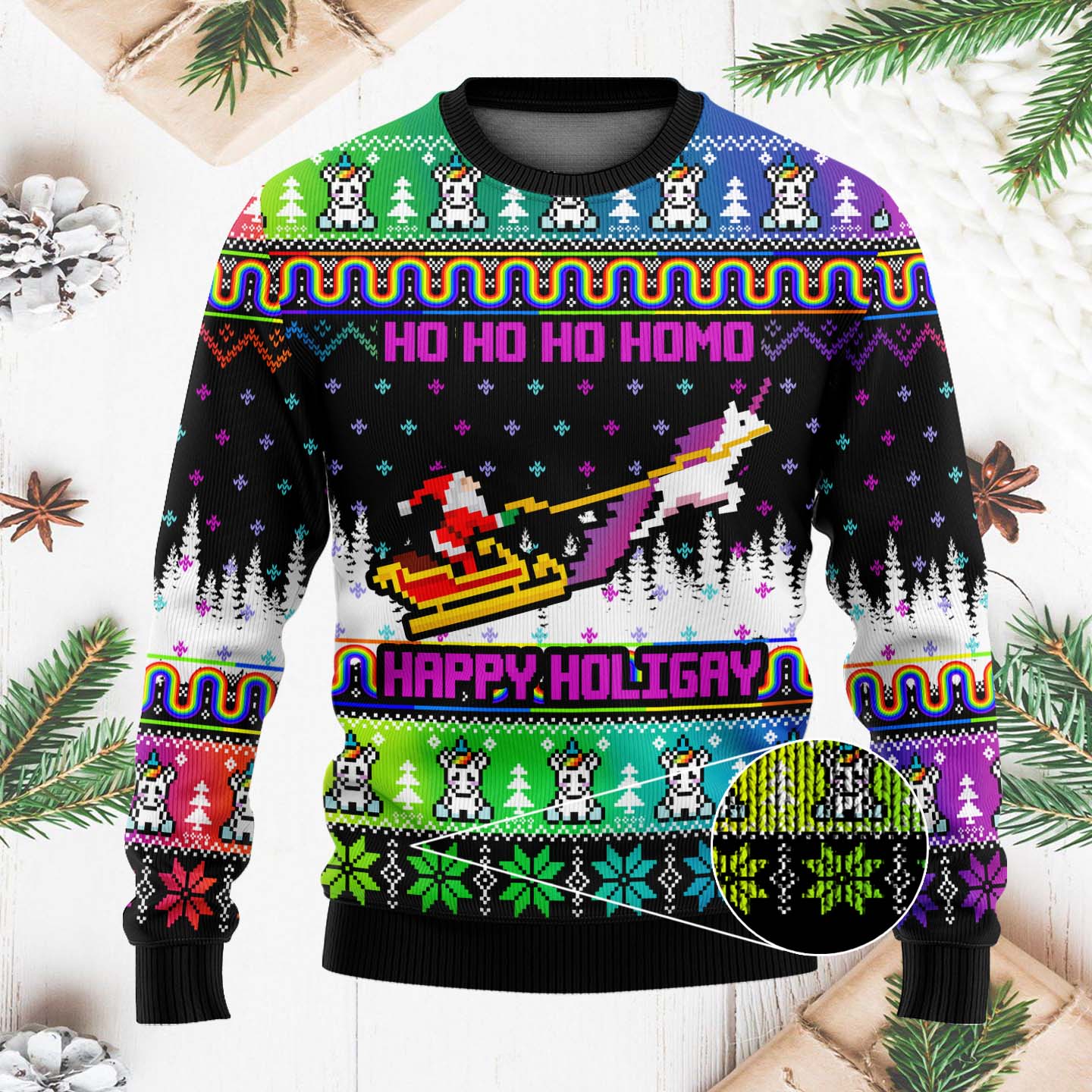 Ho Ho Ho Homo Happy Holigay Funny Christmas Ugly Sweater, LGBT Gifts