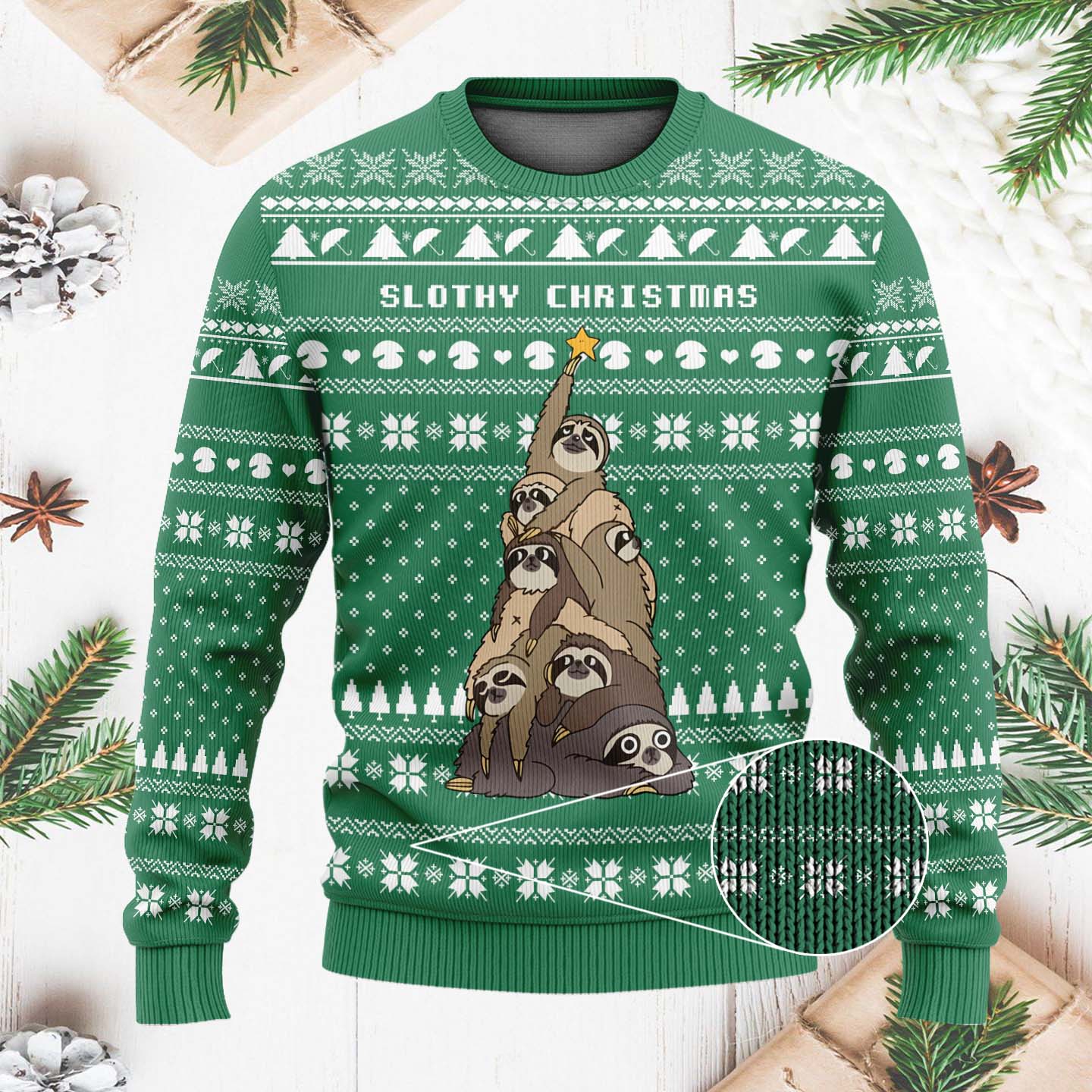 Slothy Christmas Funny Christmas Ugly Sweater, Christmas Gifts