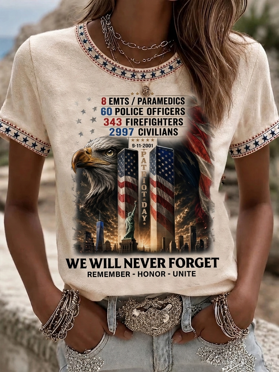 We Will Never Forget 9 11 First Responders Shirt, Women's Graphic Tee, September 11 Shirt