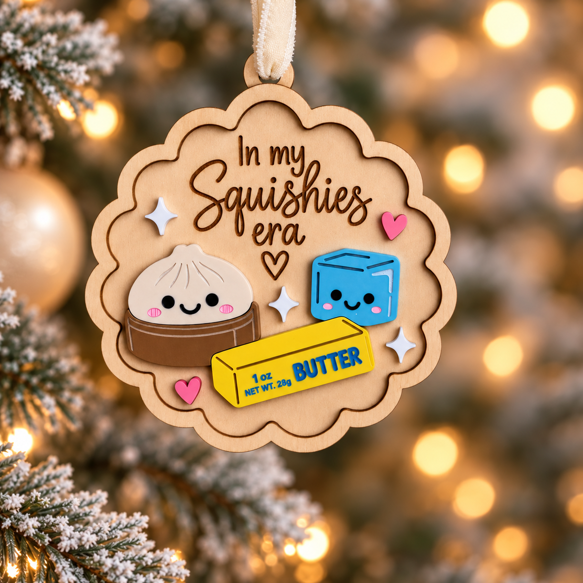 In My Squishies Era Christmas Wooden Ornament, Holiday Ornament, Kids Christmas Ornament