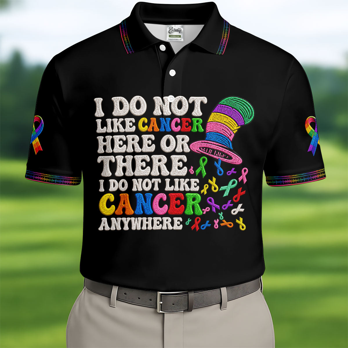 I Do Not Like Cancer Anywhere Awareness Polo Shirt, Golf Shirts For Men, Mens Polo Shirts
