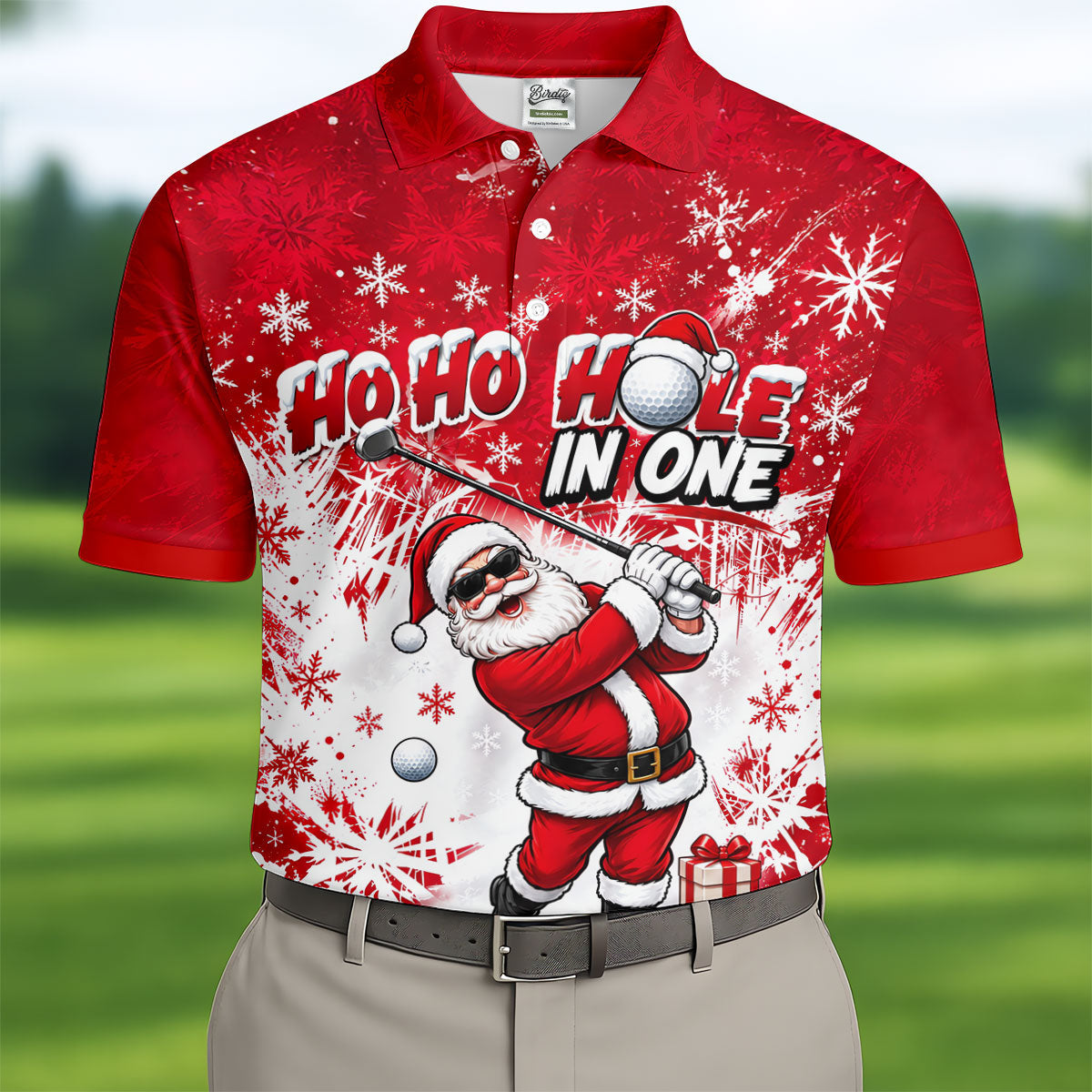 Ho Ho Hole In One Santa Christmas Golf Shirt, Mens Golf Polo, Golf Shirts For Men
