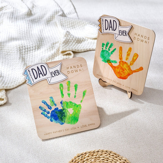 Father's Day Handprint Sign, Perfect Gift For Dad, Hands Down Best Dad Ever, Handprint Keepsake, Gift for Grandpa, DIY Father's Day Craft