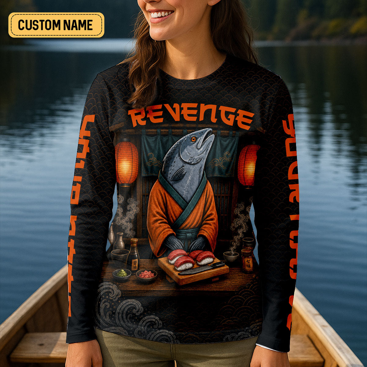 Revenge Fish Sushi Chef Custom UPF Shirt, Funny Fishing Shirt, Fishing Apparel For Women