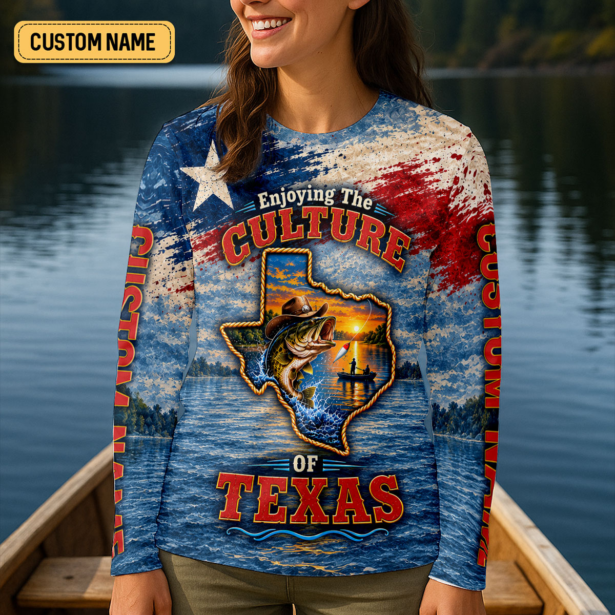 Texas Culture Bass Fishing Custom UPF Shirt, Performance Fishing Shirt, Womens Fishing Tee