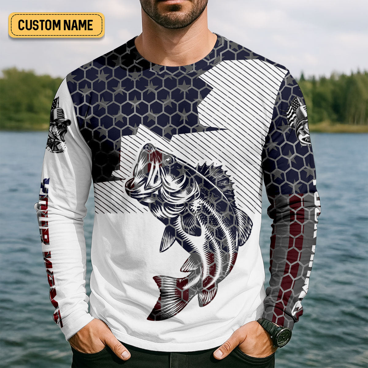 Proud To Fish Proud To Be Free America Custom UPF Shirt, Fishing Shirt, Mens Fishing Tee