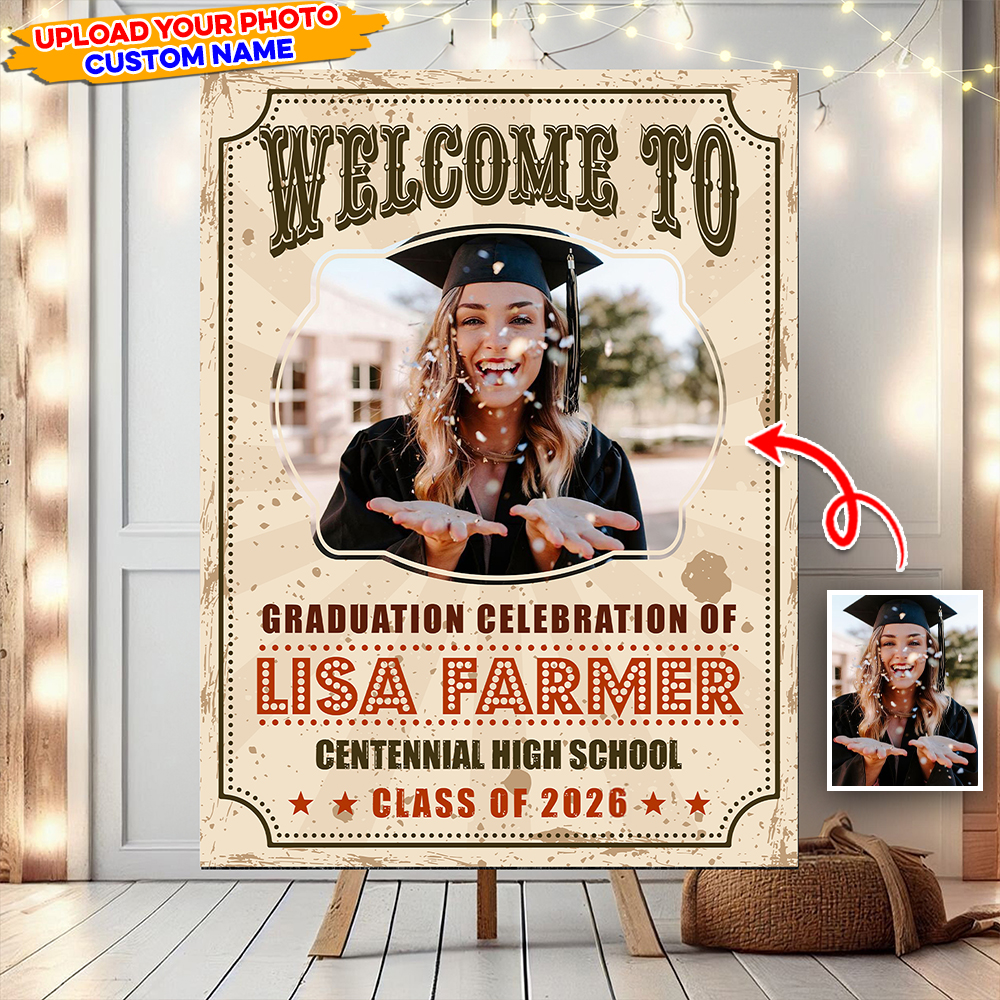 Personalized Graduation Welcome Sign - Custom Photo Welcome Sign - Graduation Gifts - Class Of 2026 Vintage