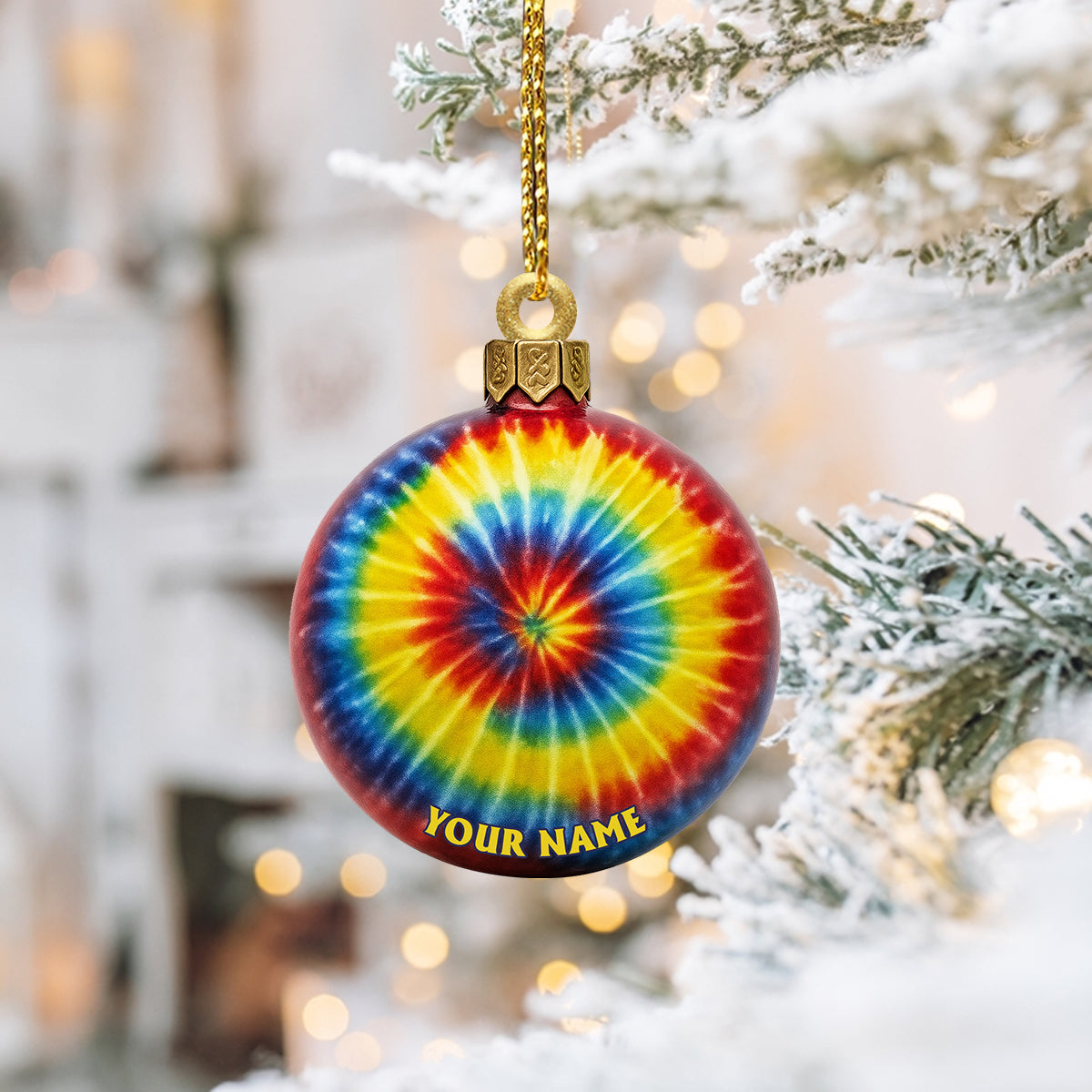 Custom Name Rainbow Tie Dye Deadhead Acrylic Ornament, Rock Ornament, Gift For Rock Lovers