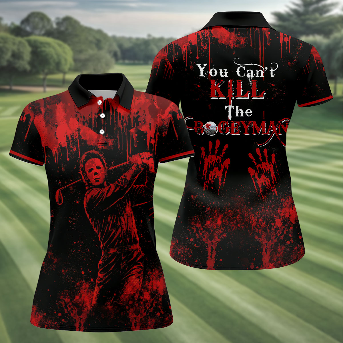 You Cant Kill The Bogeyman Horror Character Polo Shirt, Halloween Shirt, Women's Golf Polo