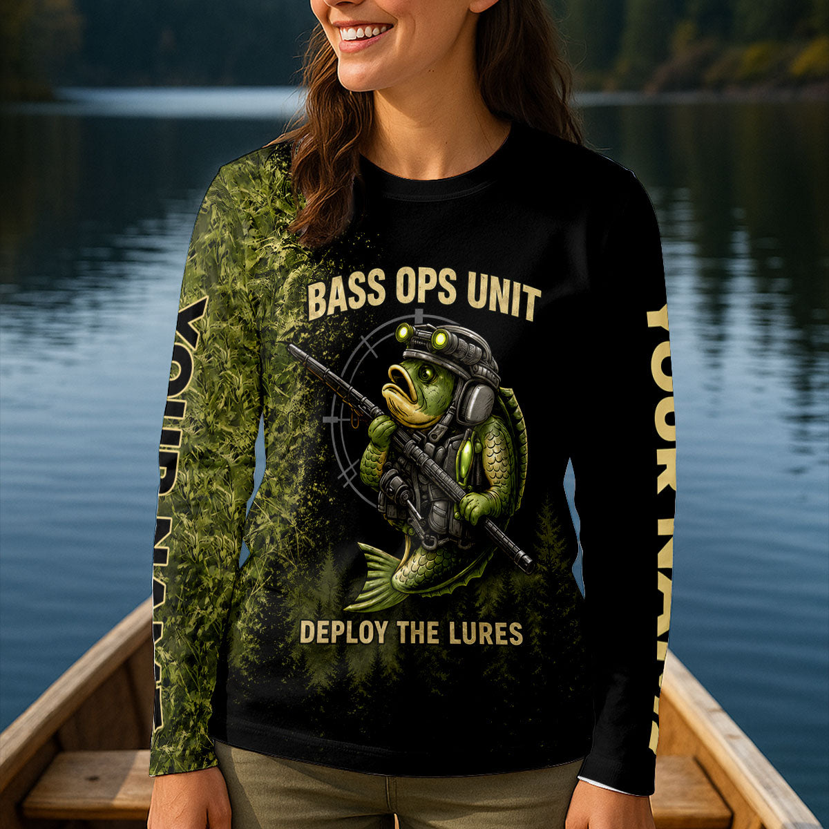 Funny Bass Ops Unit Fishing UPF Shirt, Performance Fishing Shirt, Womens Fishing Apparel
