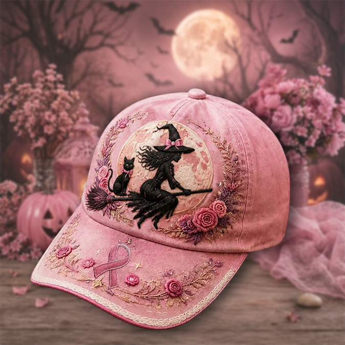 Witch Breast Cancer Awareness October Pink Hat, Breast Cancer Awareness Cap