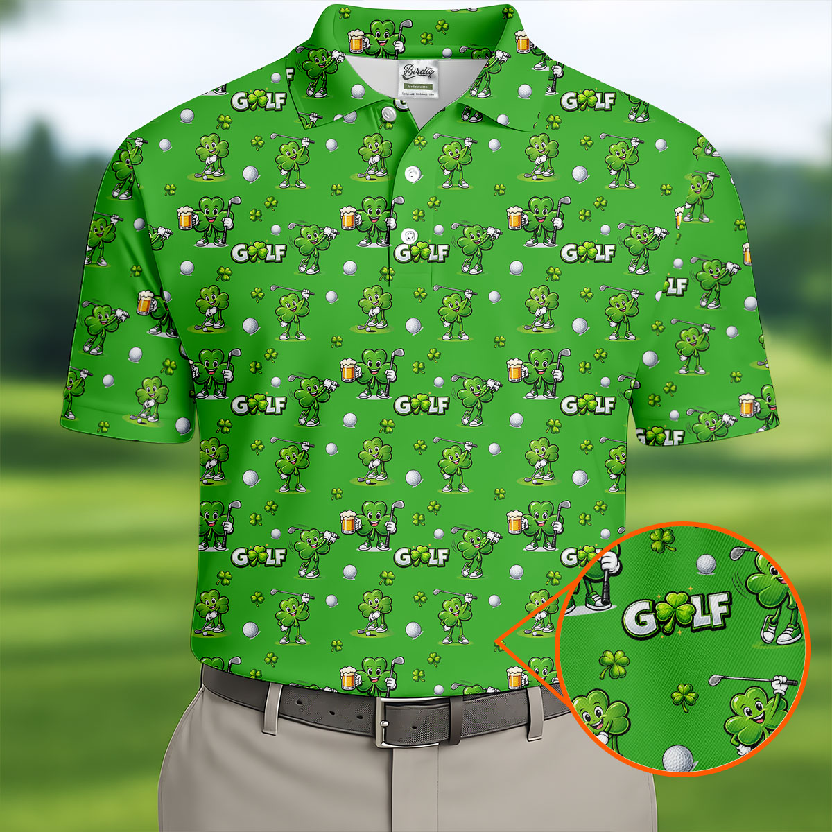 Three Leaf Clover Golf And Beer St Patrick's Day Green Golf Shirt, Fun Golf Shirts For Men, Polo Shirts For Men
