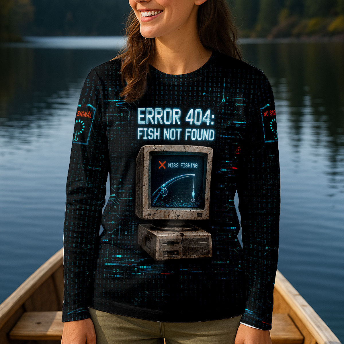 Funny Error 404 Fish Not Found Fishing UPF Shirt, Womens Fishing Shirt, Fishing Apparel