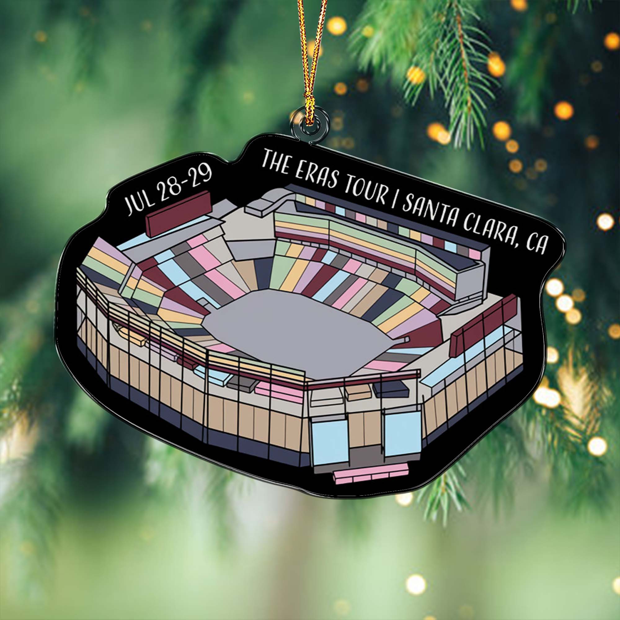 The Eras Tour Santa Clara Stadium Personalized Acrylic Christmas Ornament, Gift For Swifties