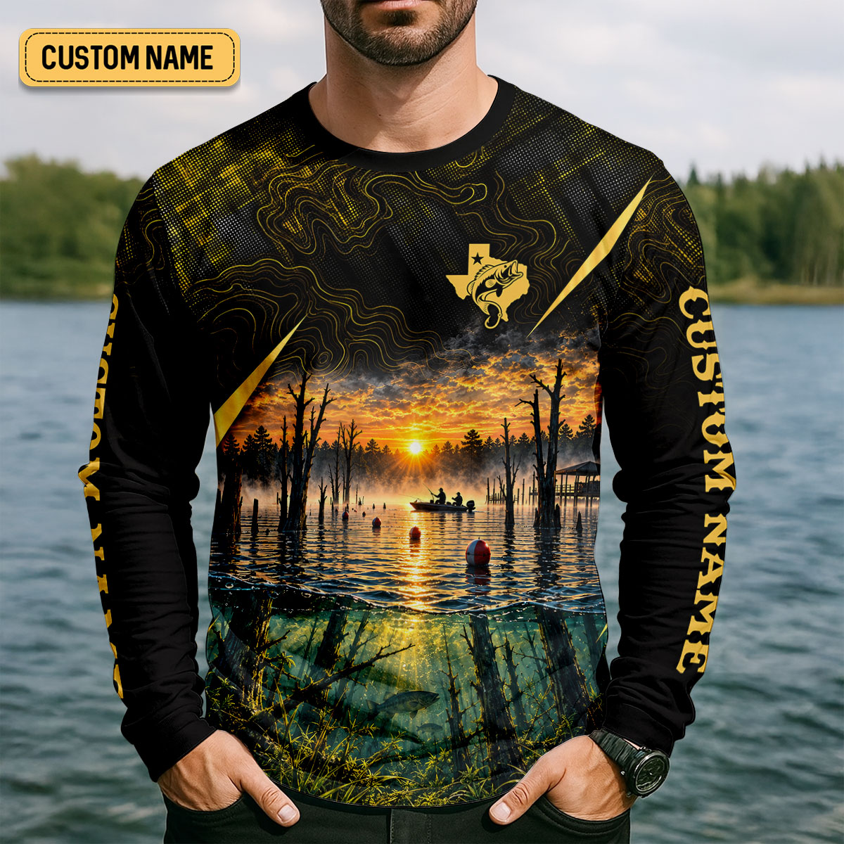 Custom Lake Fork Bass Fishing UPF Shirt, Fishing Jersey, Bass Fishing Apparel For Men
