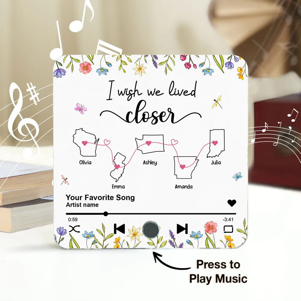 I Wish We Lived Closer Custom Music Fridge Magnet, Family Fridge Magnet, Valentine's Day Gift, Gift For Family