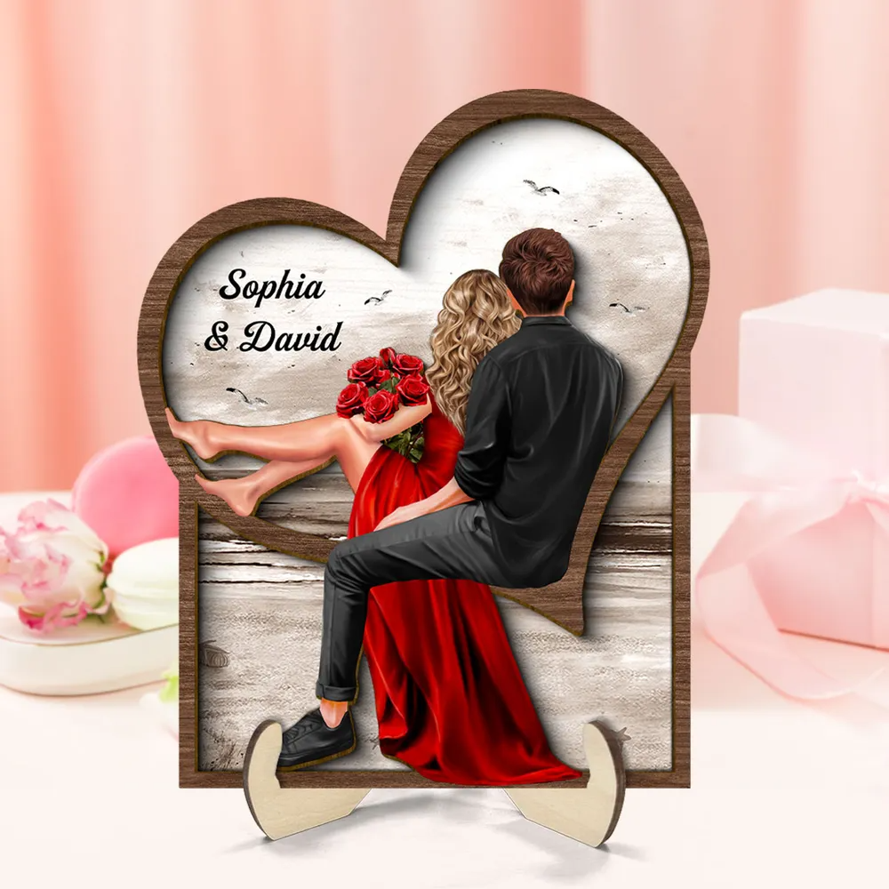Couple Sitting Back View Wood Sign, Couple Valentines Gifts, Anniversary Gift for Couples
