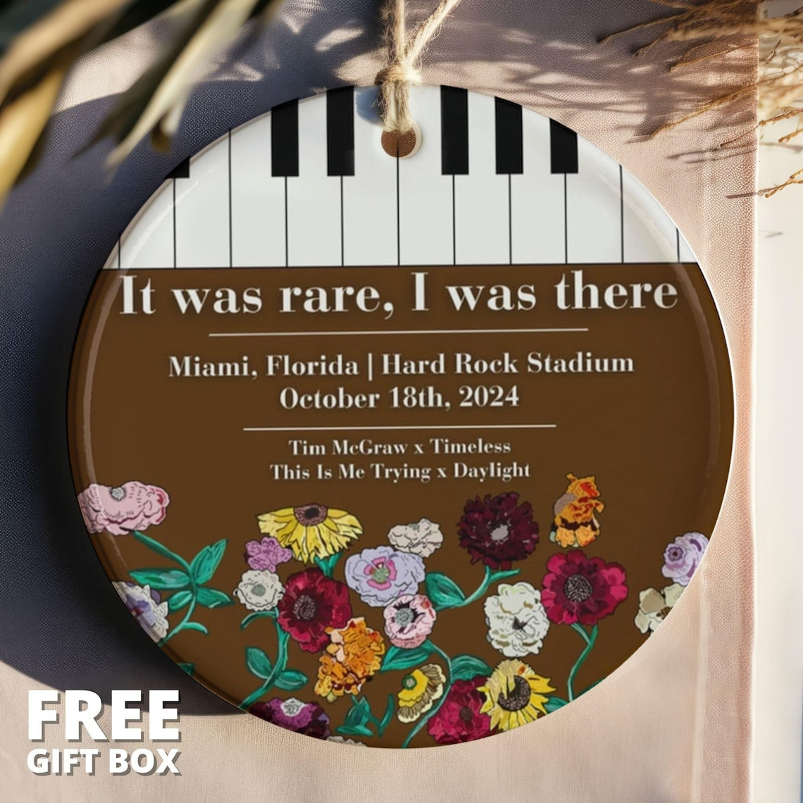 Personalized It Was Rare I Was There Ceramic Christmas Ornament, Gift For Swifties, Eras Tour Gift