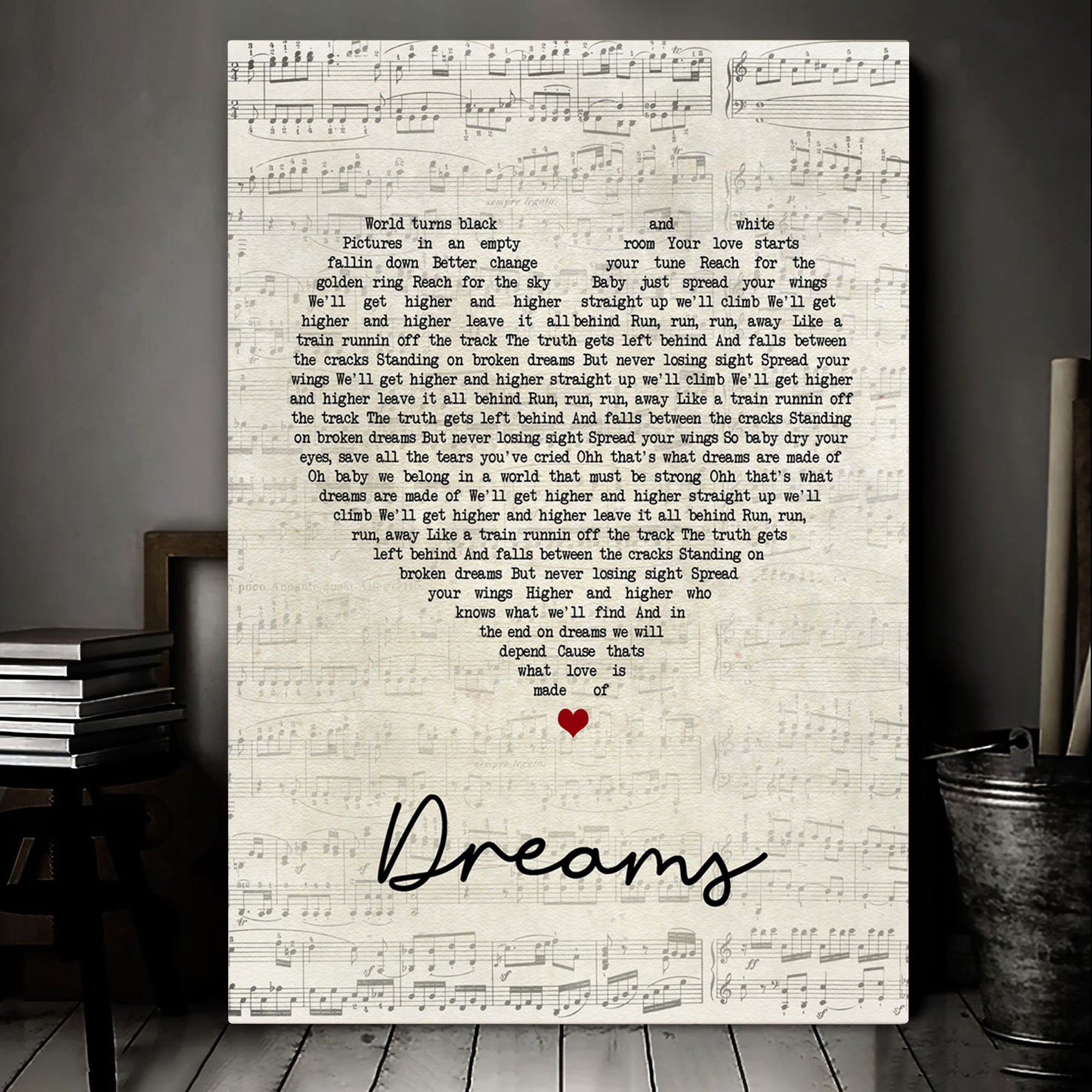Van Halen Dreams Script Heart Song Lyric Art Print Canvas Print Frames