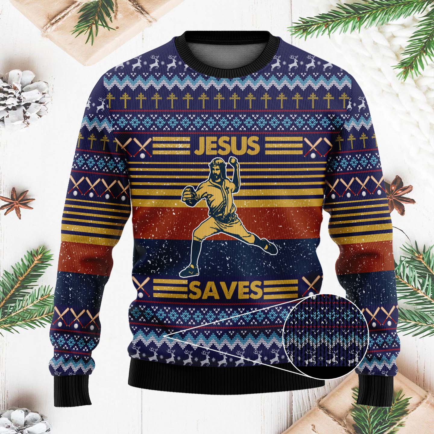 Jesus Saves Funny Christmas Ugly Sweater, Funny Jesus Gift, Christmas Gifts