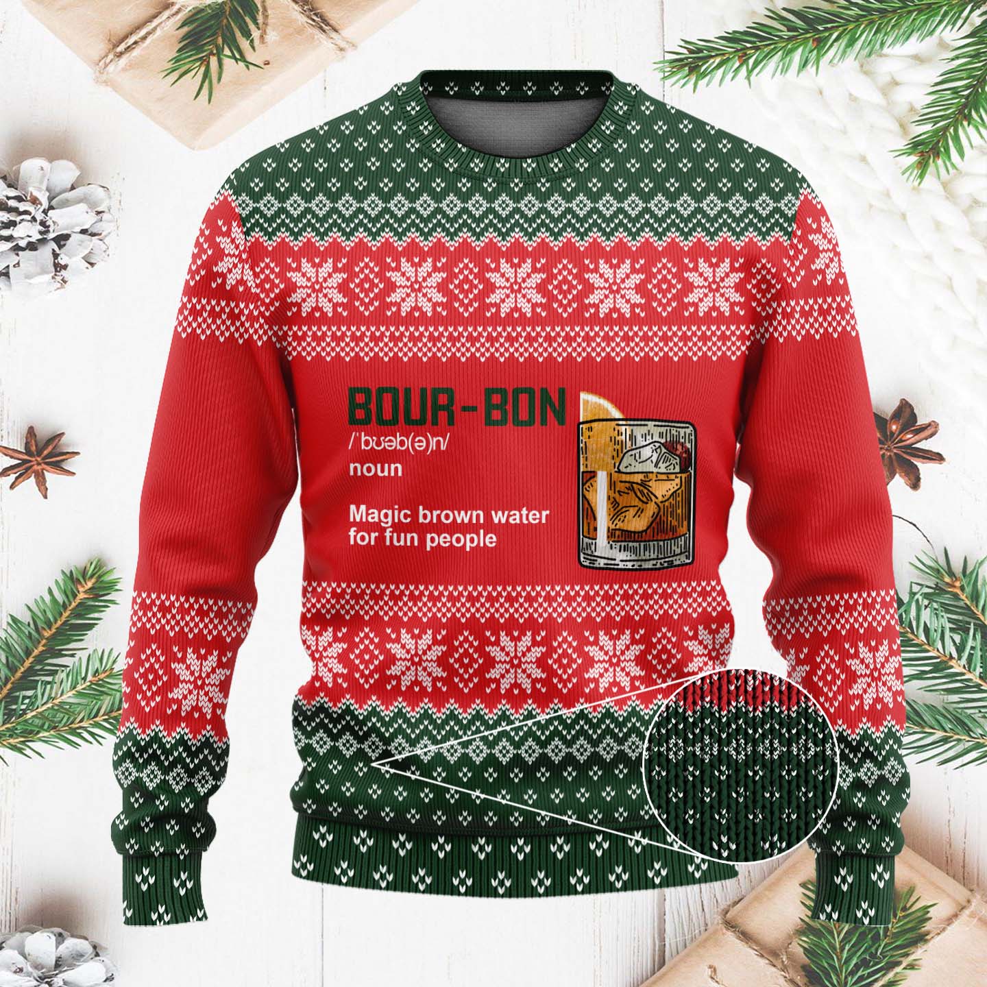 Bour Bon Whiskey Funny Christmas Ugly Sweater, Christmas Gifts