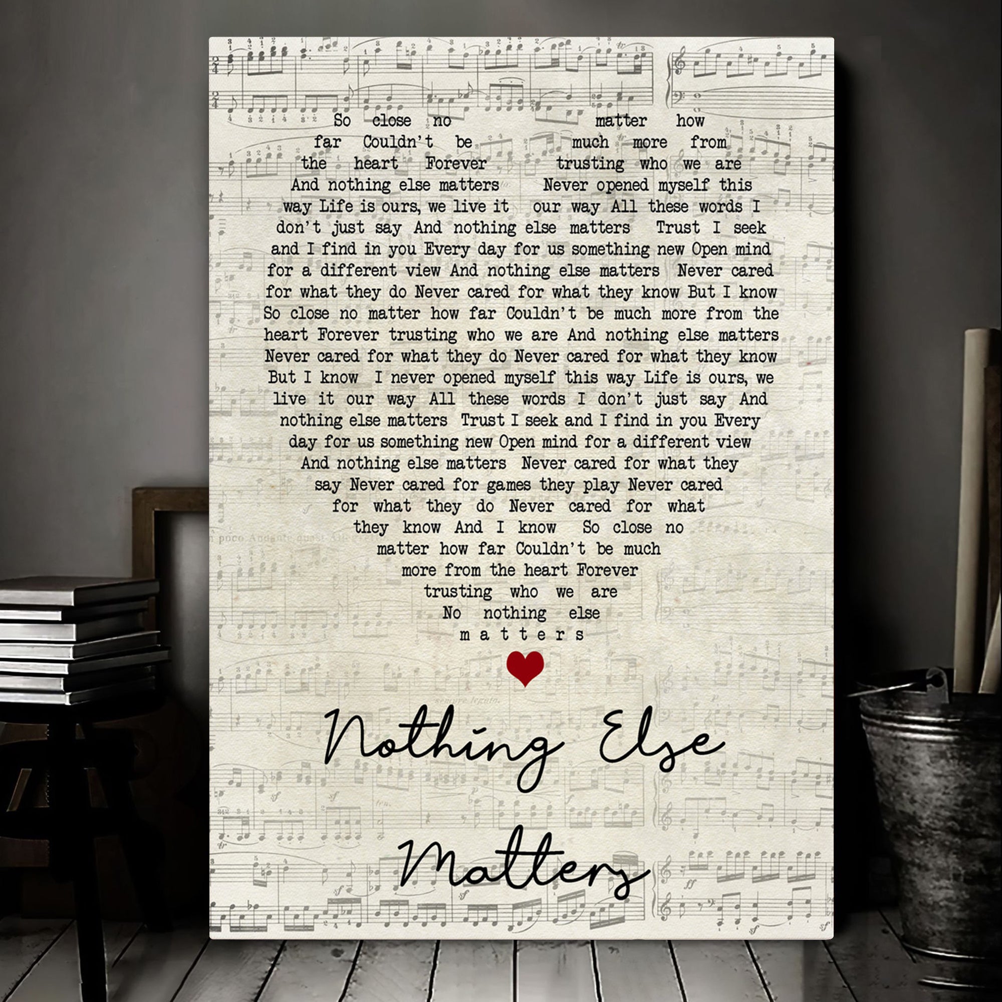 Nothing Else Matters Script Heart Song Lyric Art Print Canvas Print Frames
