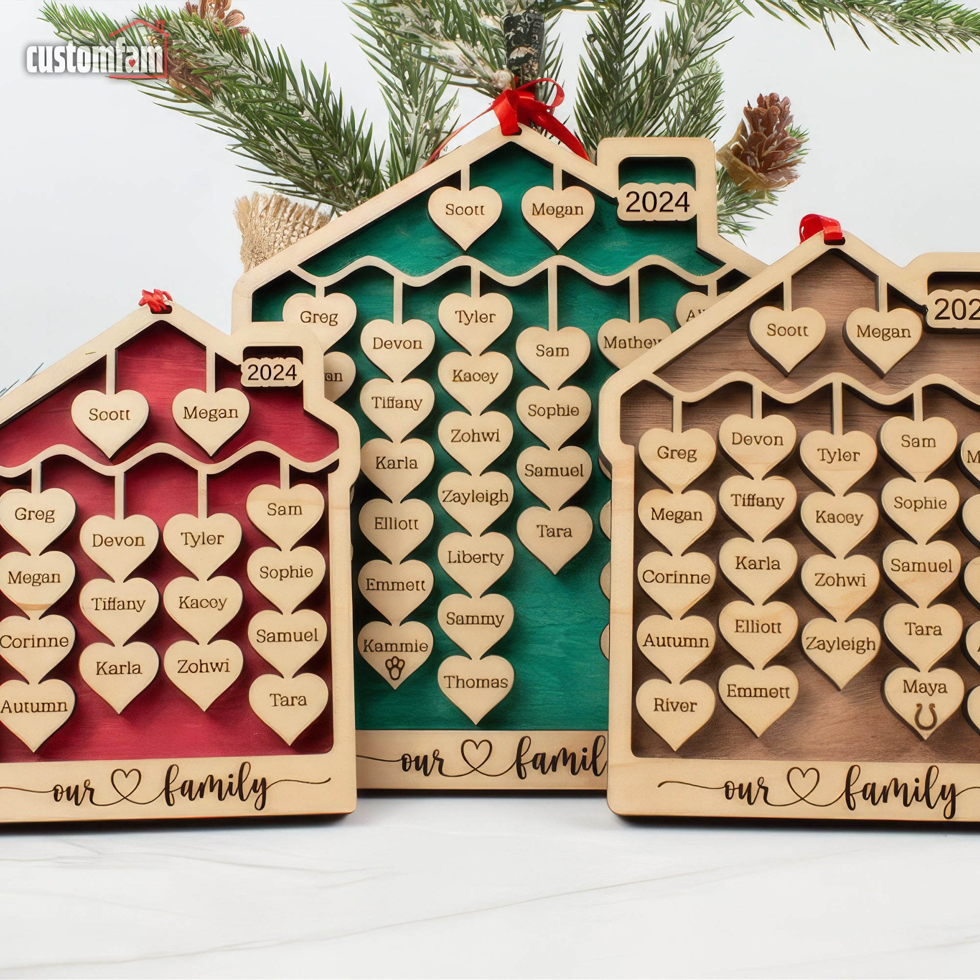 Custom Names Family Christmas Ornament, Large Christmas Ornaments, Family Gift