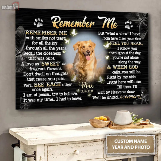 Personalized Photo Canvas Prints, Loss Of Pet Gift, Dog Memorial Gift, Gift For Dog Lovers, Remember Me Canvas