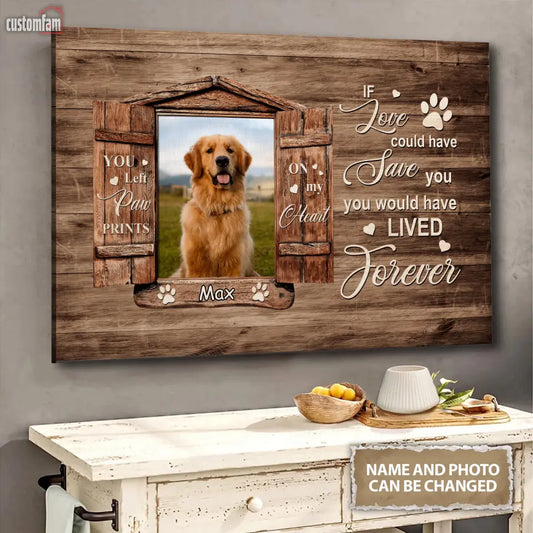Personalized Photo Canvas Wall Art, Memorial Gifts For Dog Lovers, Dog Loss Gift, You Left Paw Prints In Our Heart Canvas