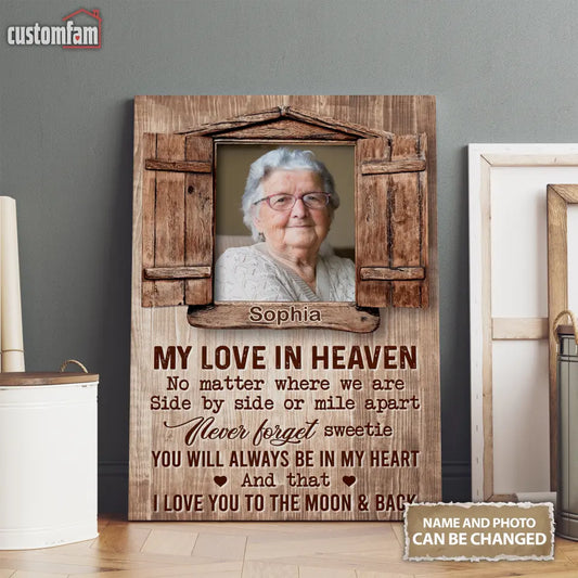 Personalized Photo Canvas Wall Art, Memorial Gifts, Loss Parents Gift, My Love In Heaven Canvas