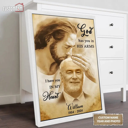 Personalized Photo Canvas Wall Art, Jesus Memorial Gift,  Loss Of Dad, Remembrance Gifts, Welcome Home Canvas