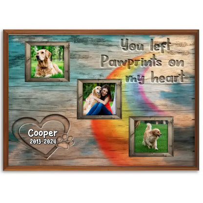 You Left Pawprints On My Heart Personalized Photo Canvas, Pet Memorial Gifts, Gift For Pet Lovers, Dog Loss Gift