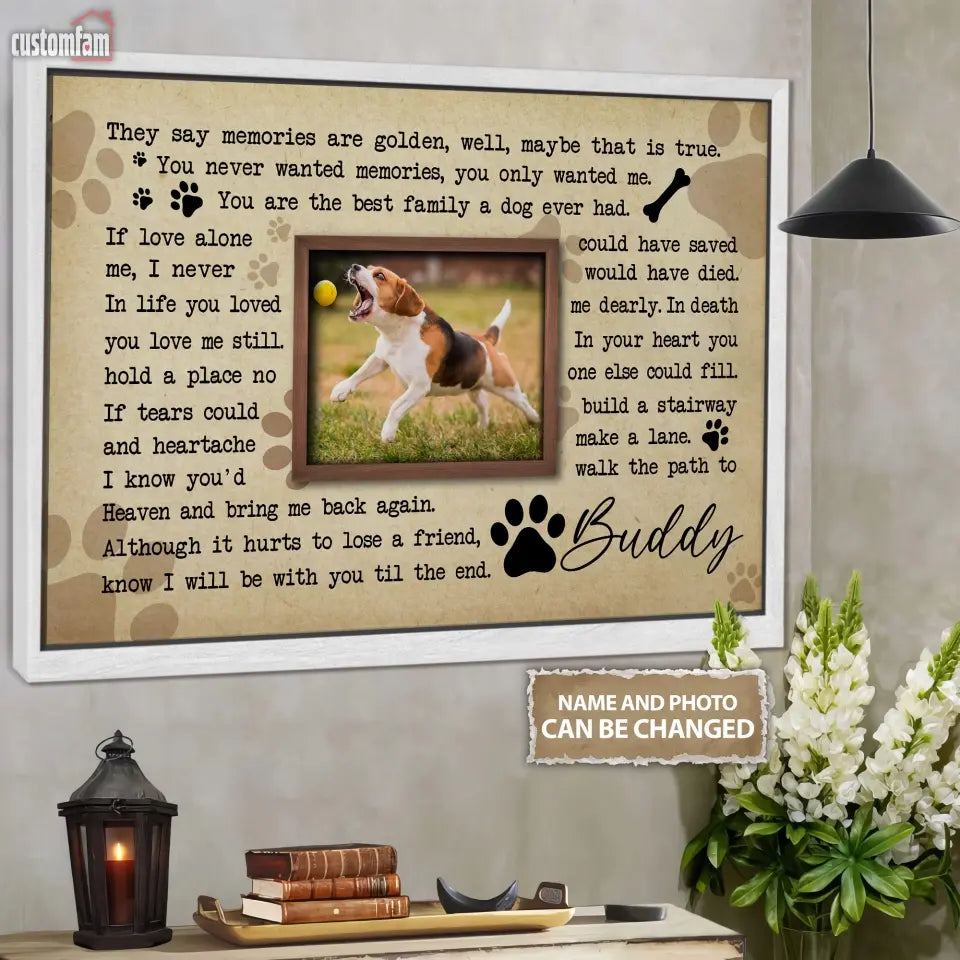 Custom Photo Dog Memorial Canvas Prints, Dog Frame Portrait, Sympathy Gift, Dog Wall Decor Living Room, Dog Lover Gifts