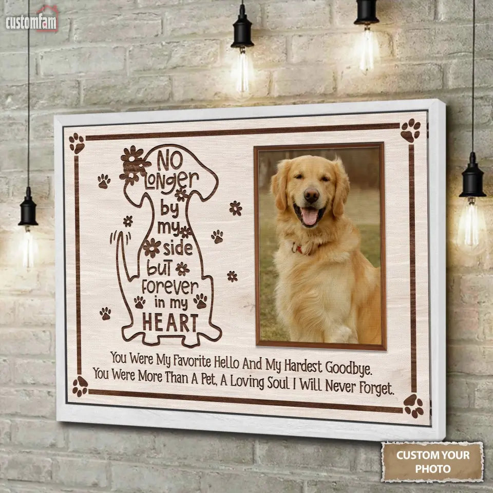 No Longer By My Side But Forever In My Heart Personalized Photo Canvas, Pet Memorial Gifts, Gift For Pet Lovers, Dog Loss Gift