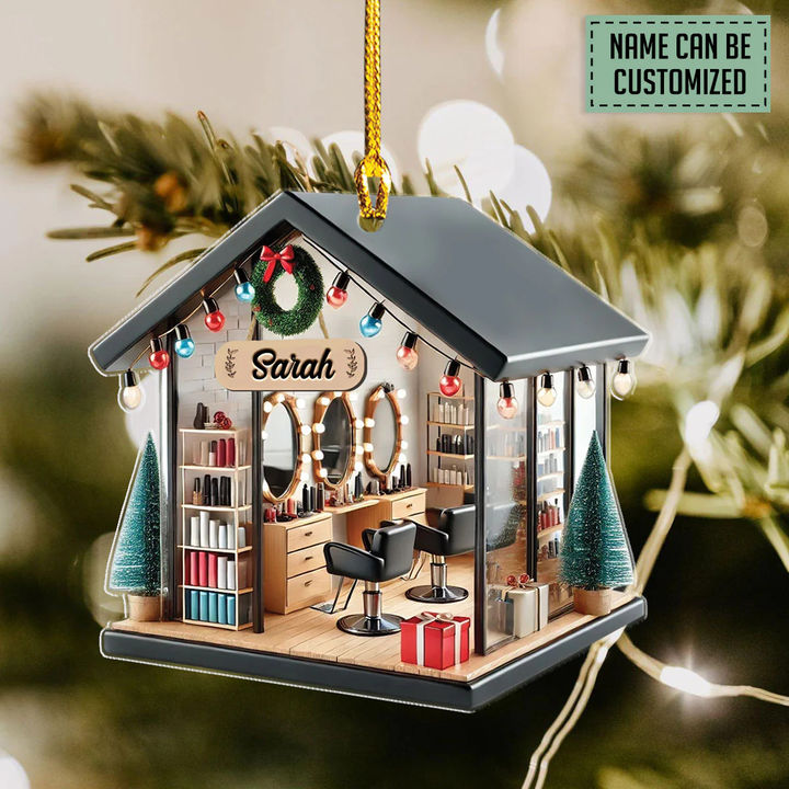 Hair Salon Ornament, Custom Hair Salon Acrylic Ornament, Christmas Ornament, Christmas Gift