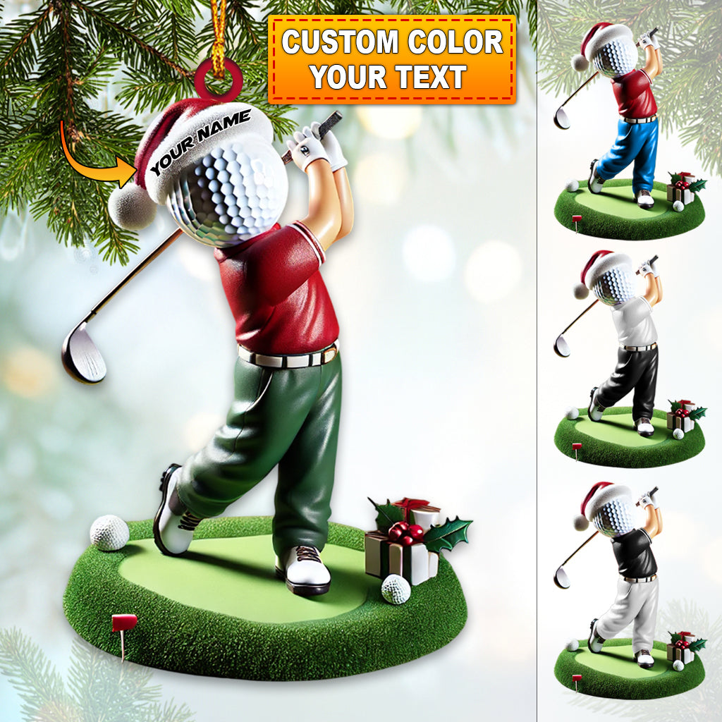 Custom Name Golf Santa Ornament, Golf Ornaments For Christmas Tree, Golf Lover Christmas Gift
