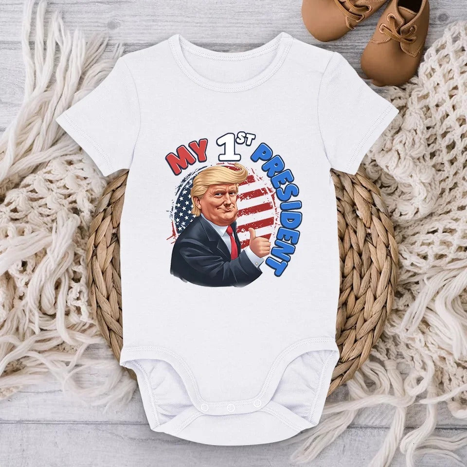 My 1st President Baby Onesies, Funny Political Gifts, Newborn Baby Gifts