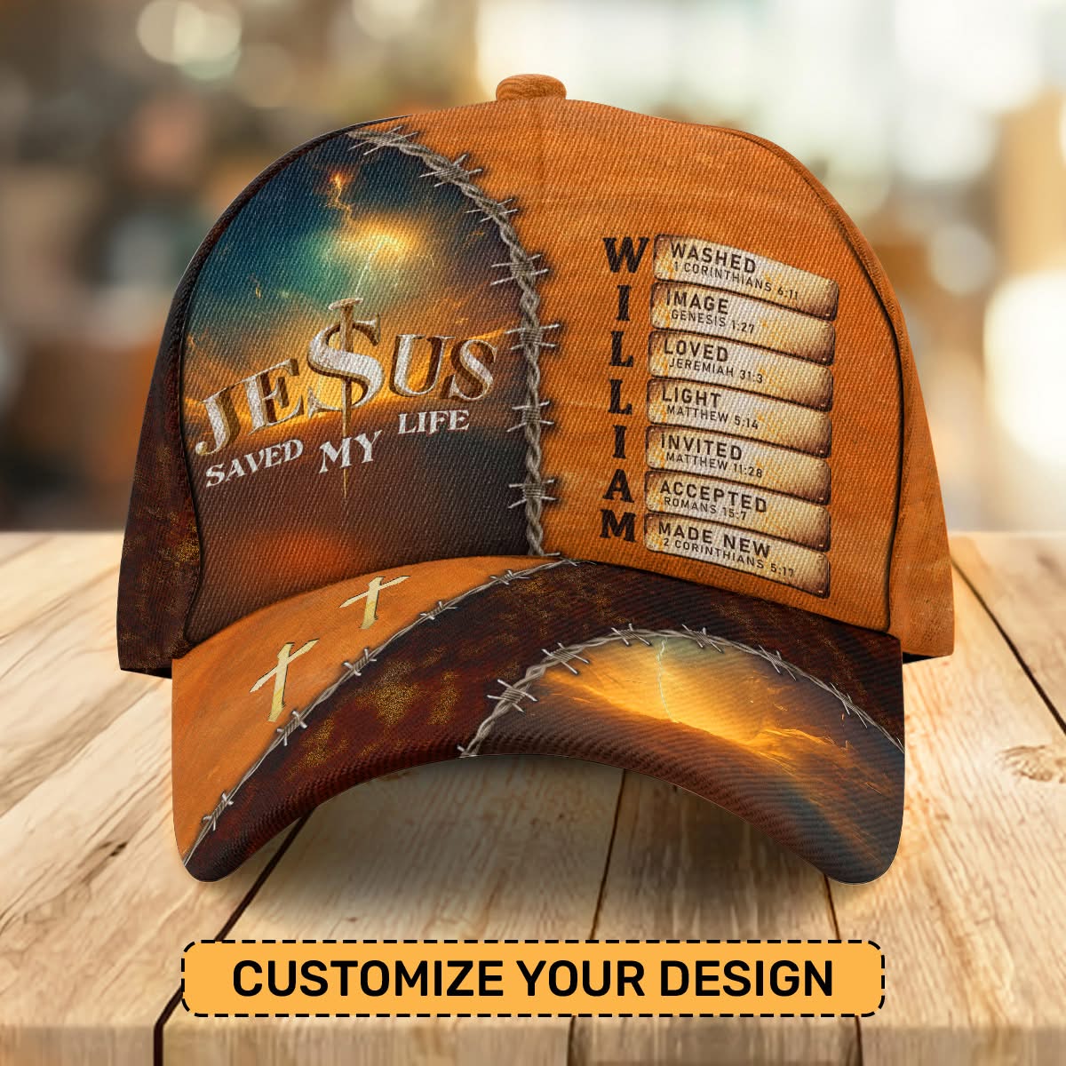 Jesus Saved My Life Classic Cap, Cap For Men, Christian Baseball Cap, Christian Gifts For Men