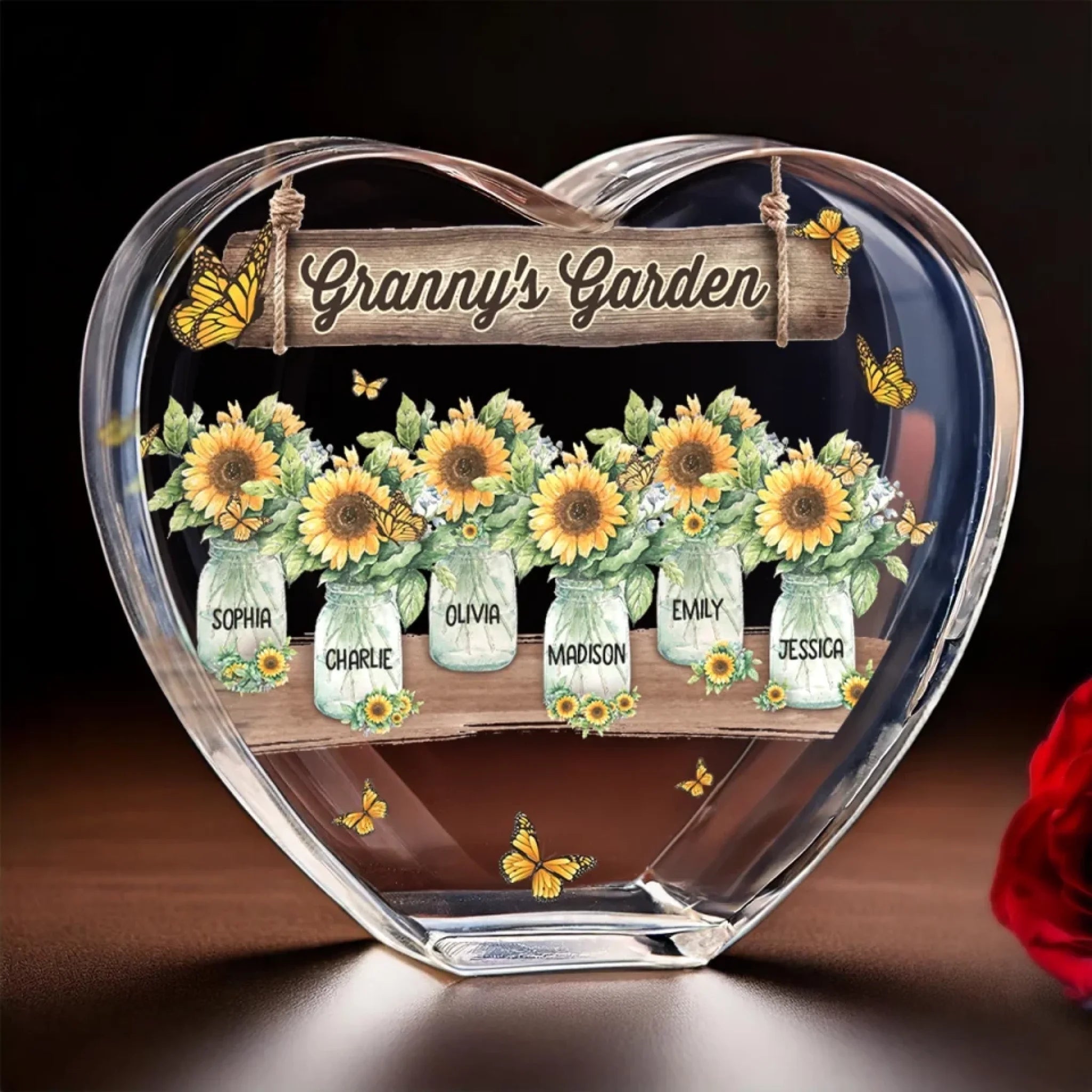 Sunflower Garden Personalized Acrylic Keepsake, Mothers Day Gift, Gift For Mom