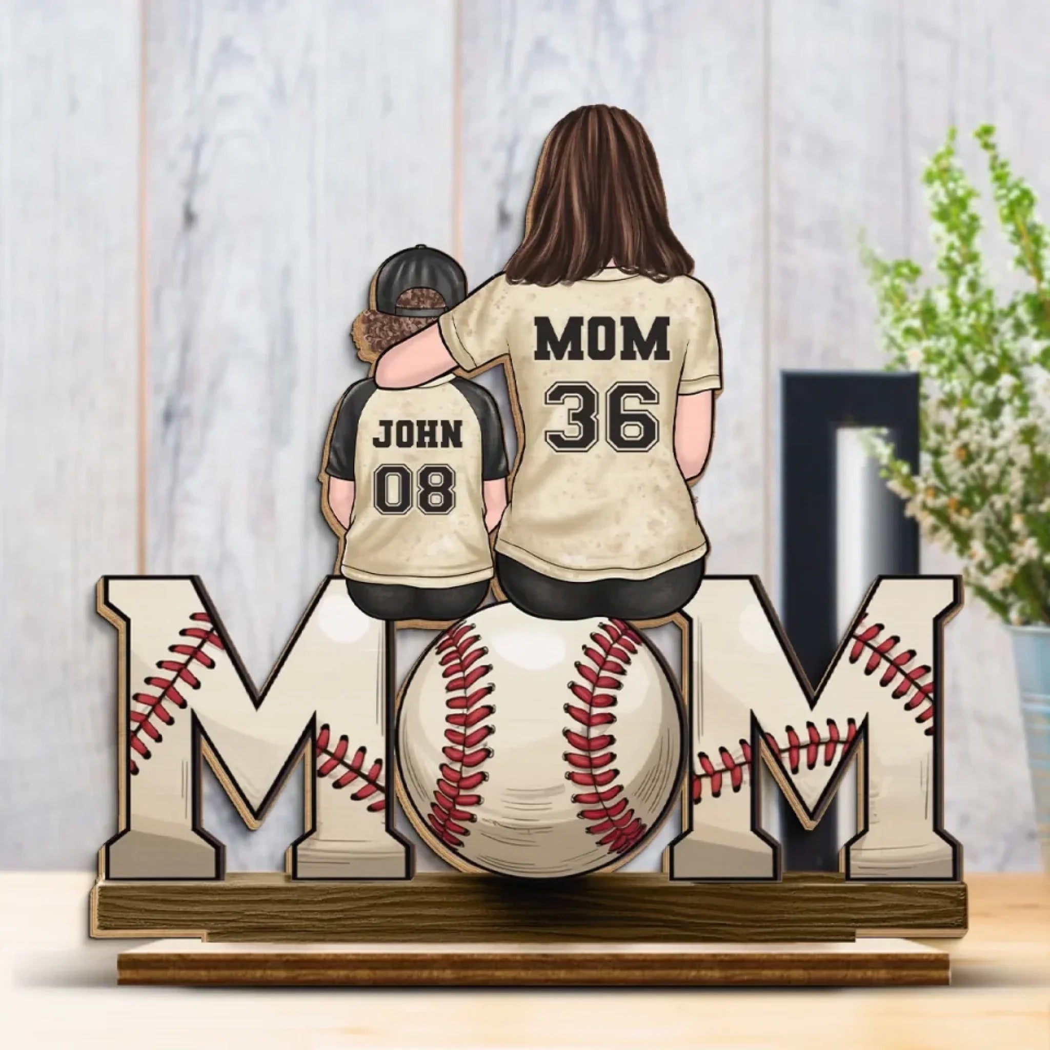 Custom Shaped 2-Layered Wooden Plaque With Flat Stand, Gifts For Sports Lovers, Mothers Day Gift