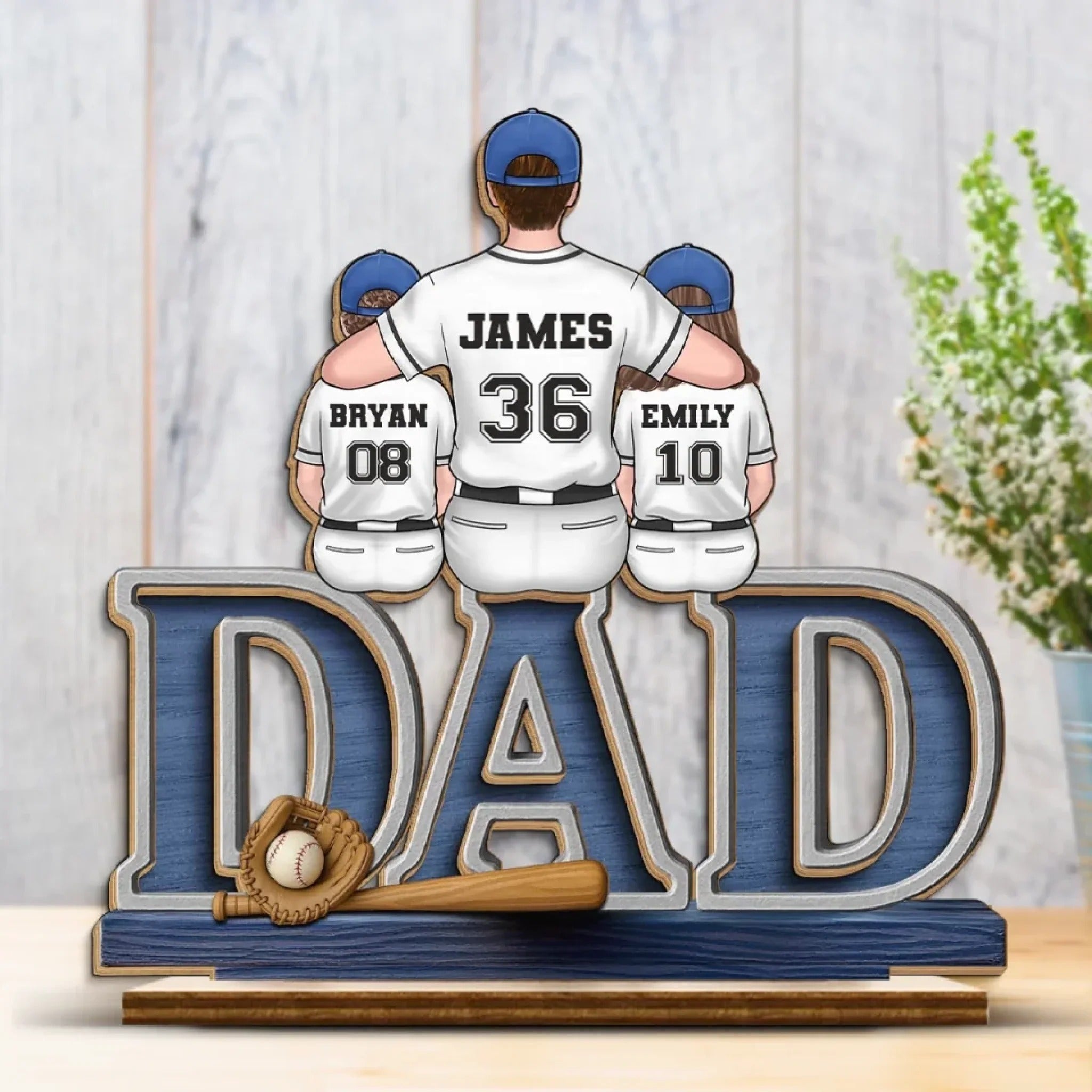 Custom Shaped 2-Layered Wooden Plaque With Flat Stand, Gifts For Sports Lovers, Father's Day Gift