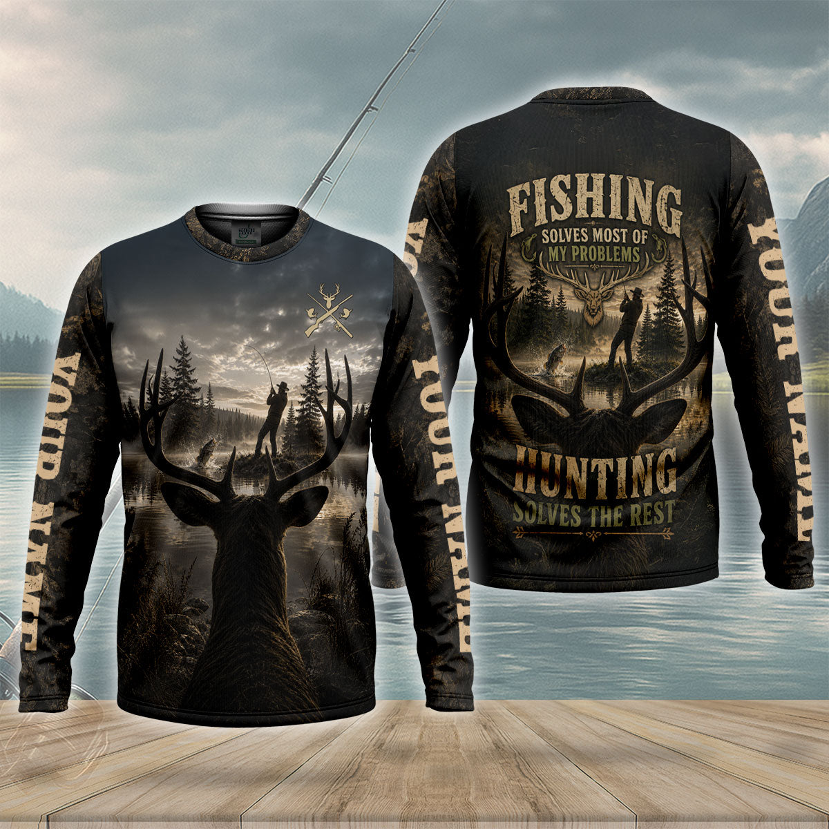 Fishing Solves Most Of My Problems Hunting Solves Rest UPF Shirt, Fishing Shirt For Men