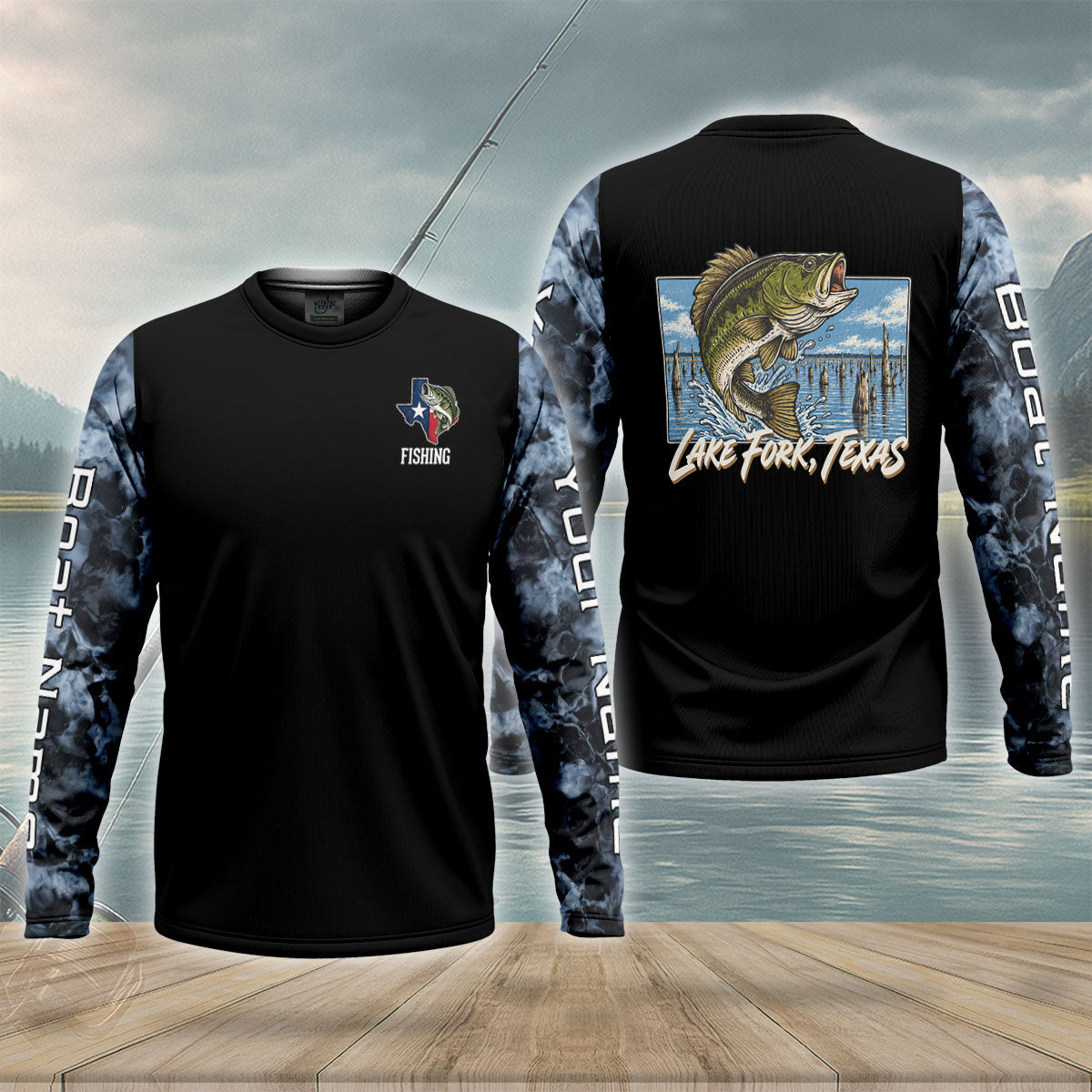 Custom Texas Bass Fishing UPF Shirt, Long Sleeve Fishing Shirt, Fishing Apparel For Men