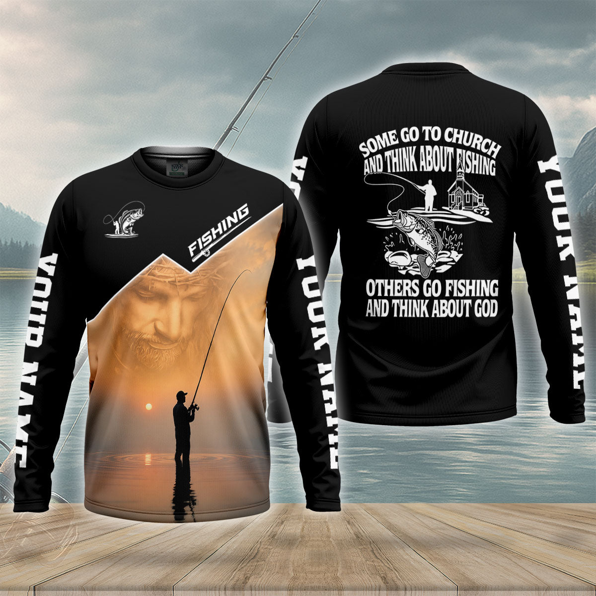 Go To Church Others Go Fishing And Think About God Fishing UPF Shirt, Mens Fishing Shirt