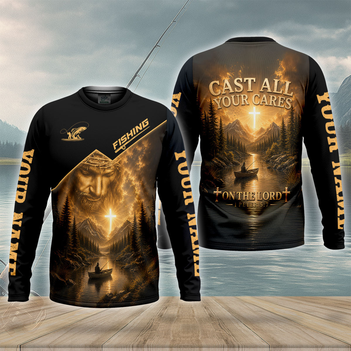 Cast All Your Cares On The Lord 1 Peter 57 Custom UPF Shirt, Fishing Shirt, Mens Tee