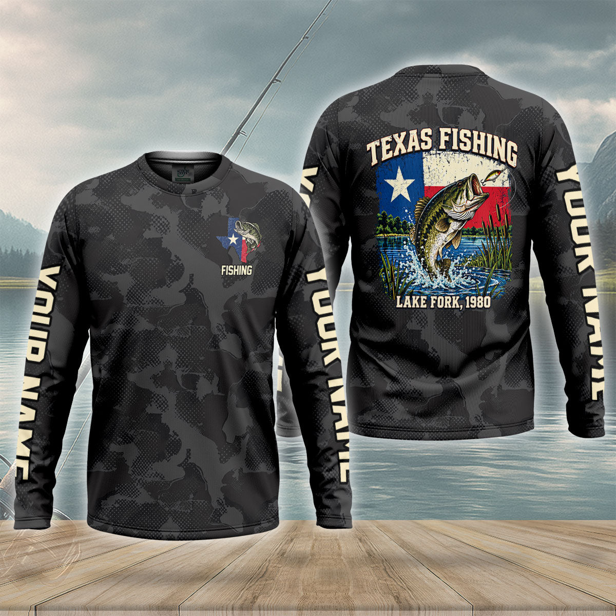 Custom Lake Fork 1980 Bass Fishing UPF Shirt, Fishing Jersey, Mens Fishing Shirt
