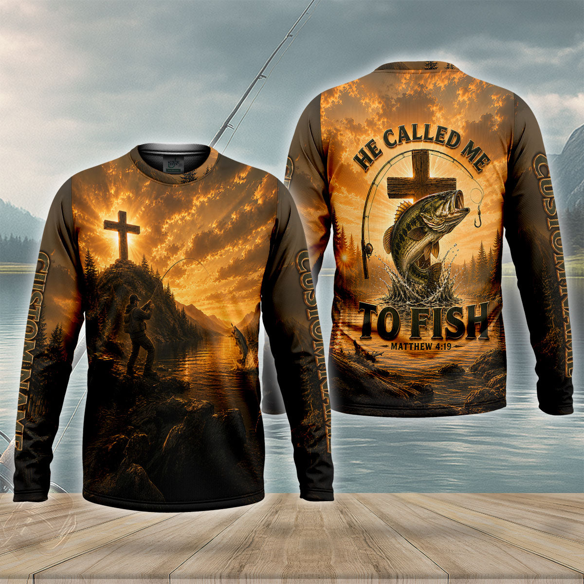 Custom He Called Me To Fish Matthew 419 UPF Shirt, Mens Fishing Shirt, Long Sleeve Fishing Shirt
