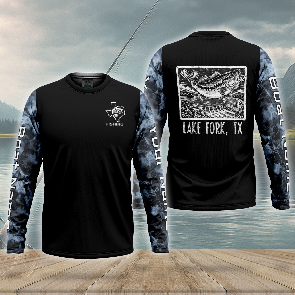 Lake Fork Texas Bass Custom UPF Shirt, Bass Fishing Shirt, Fishing Shirts For Men
